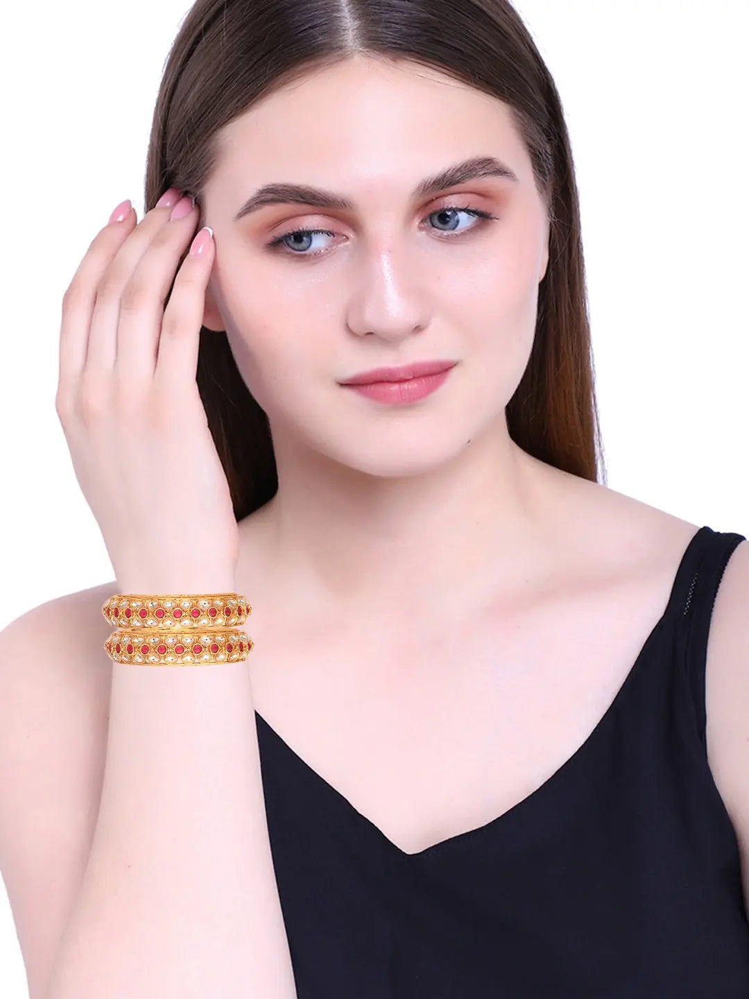 Gold Plated Ruby Bangles